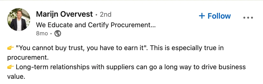 a quote about the importance of trust in procurement