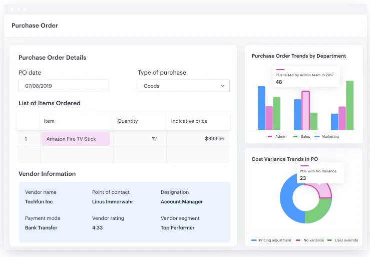 Screenshot of a Kissflow software dashboard