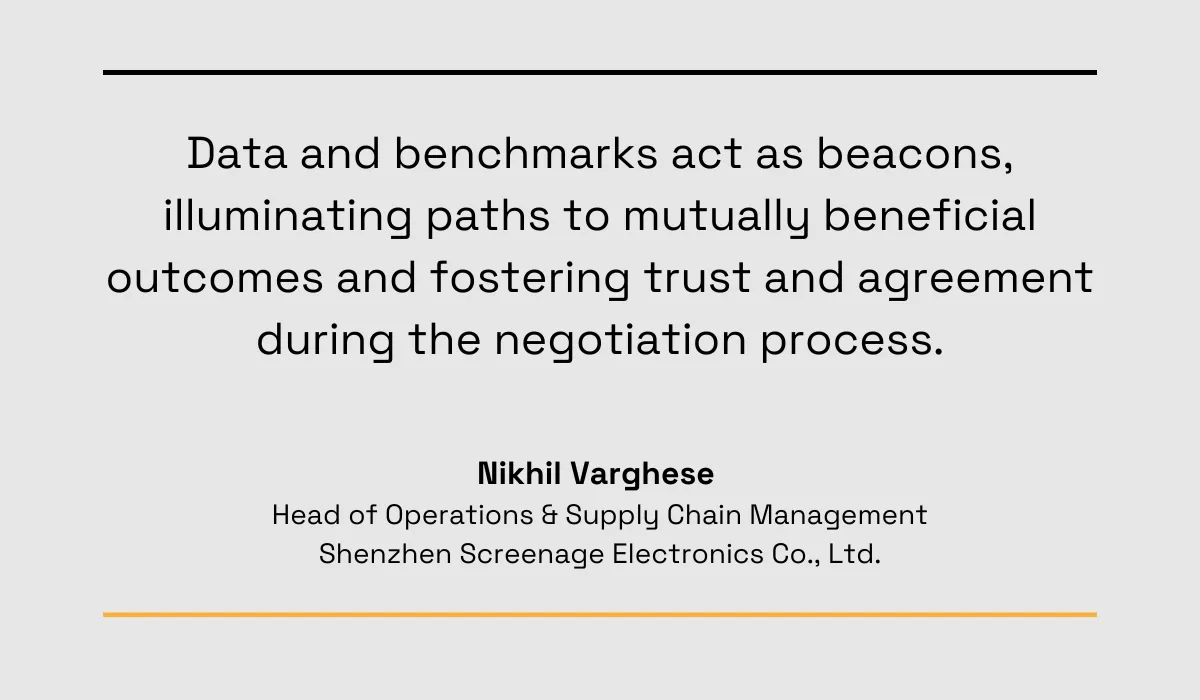 Quote from Nikhil Varghese, head of operations and supply chain manaement in Shenzhen Eletronics