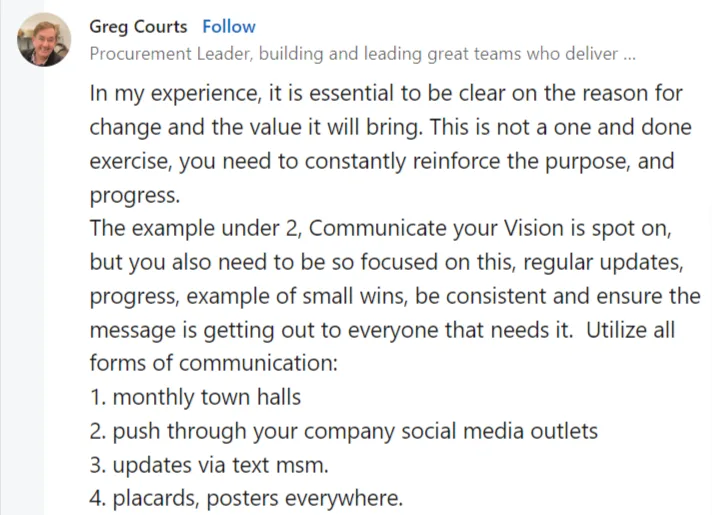 quote about the importance of explaining the reason behind changes in the workplace