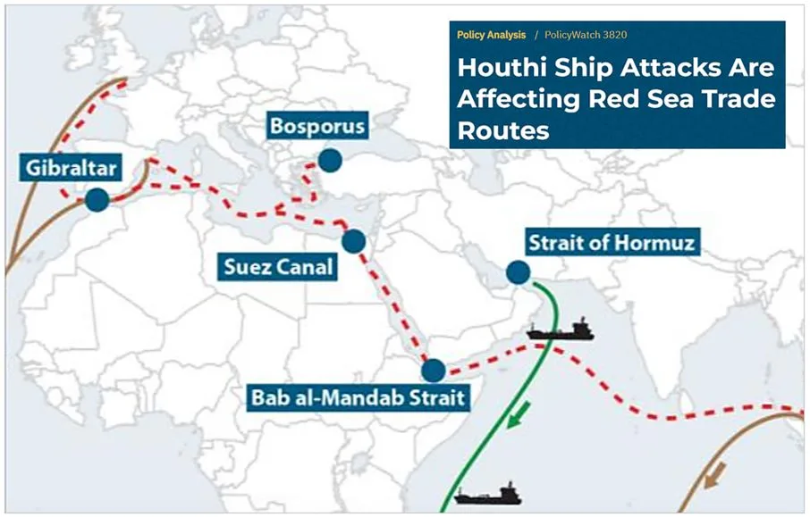 a visual of a map depicting global route disruptions