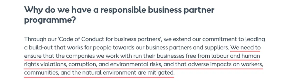 a screenshot showing how the company orsted is committed to following sustainable practices