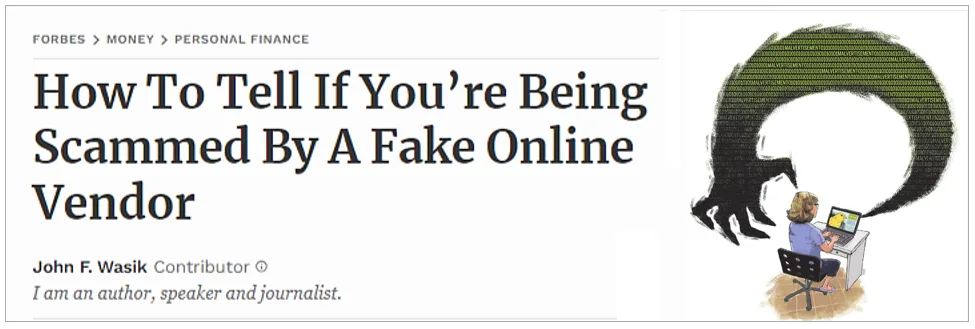 screenshot of a news article about fake vendors