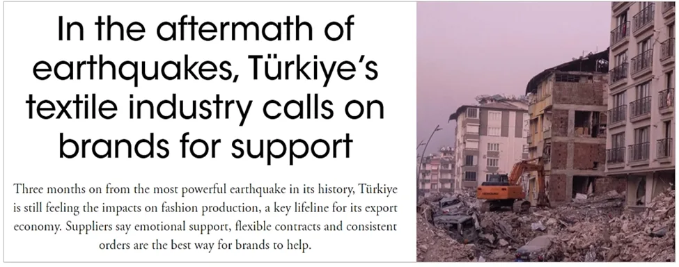 a screenshot of an article about supplier issues due to earthquake