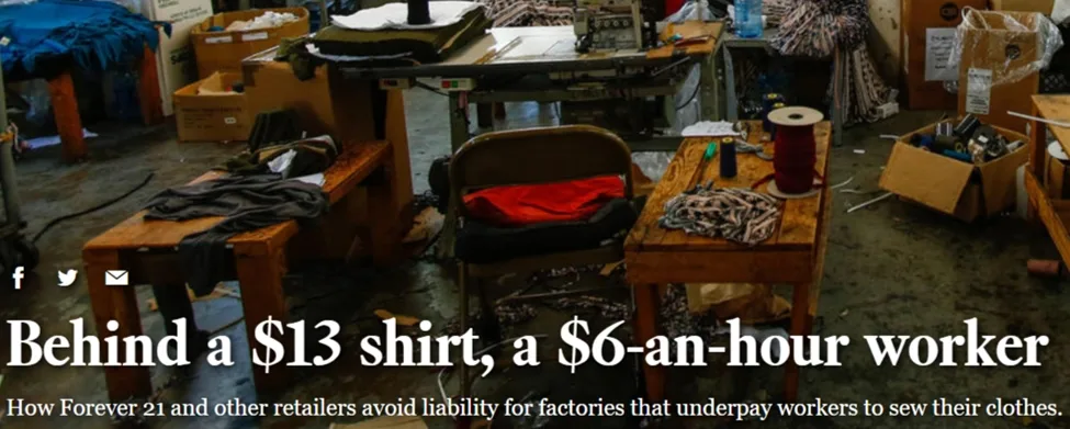 a screenshot of a news article about bad labor practices