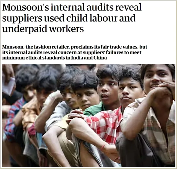 a screenshot of a newspaper article about unethical supplier behavior