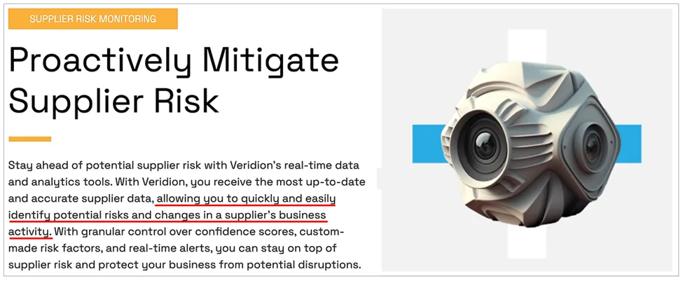 veridion risk mitigation screenshot