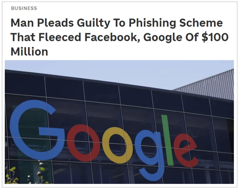 a screenshot of a news article about a phishing scheme in procurement