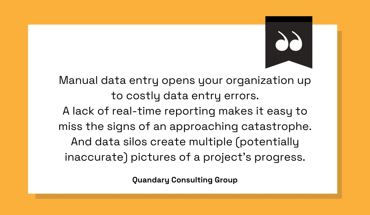 a quote cautioning against manual data entry processes within the procurement function