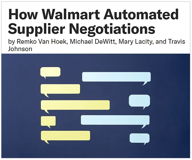 screenshot of a news article heading about how walmart automated supplier negotiations