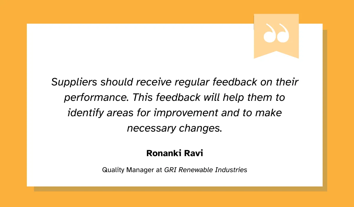 quote explaining how tracking supplier related kpis can help improve supplier performance