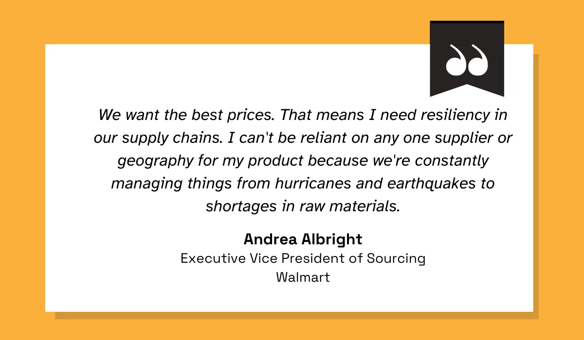 quote explaining the importance of supplier diversification