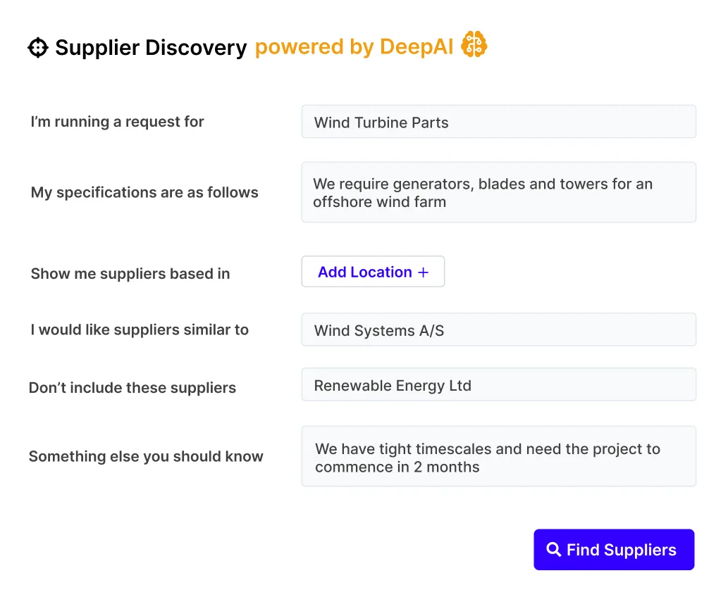 DeepStream supplier search