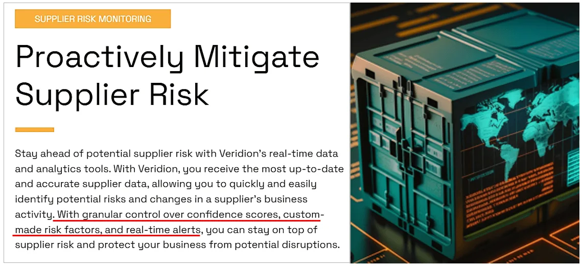 veridion supplier risk mitigation screenshot