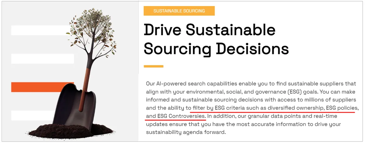 veridion sustainable sourcing screenshot