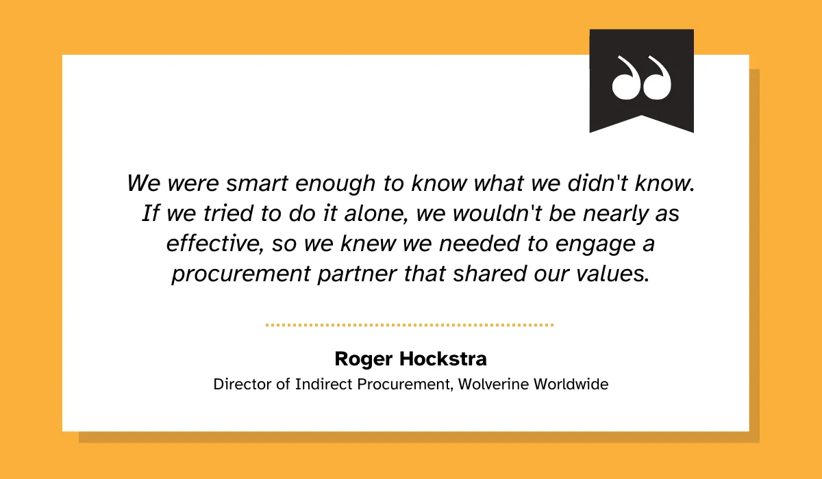 quote on how wolverine worldwide decided to engage a procurement partner