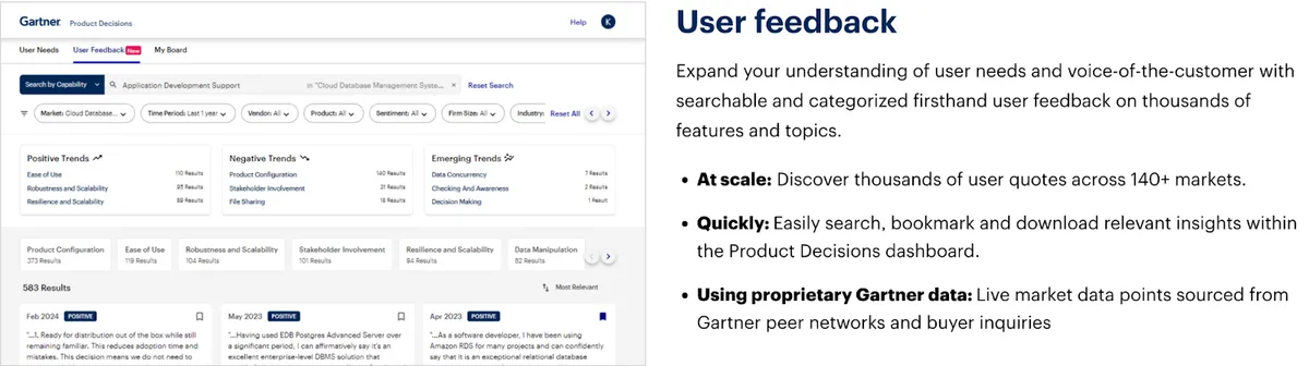 User feedback for Gartner