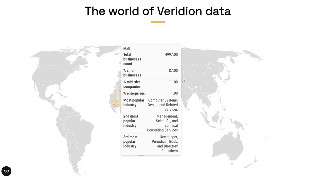 Veridion dashboard