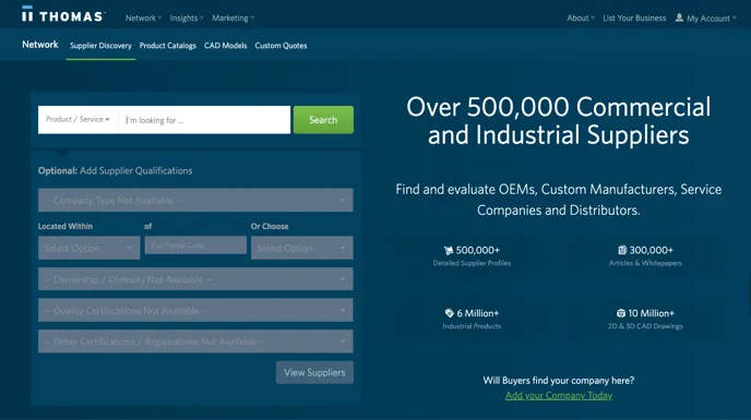 Thomasnet dashboard