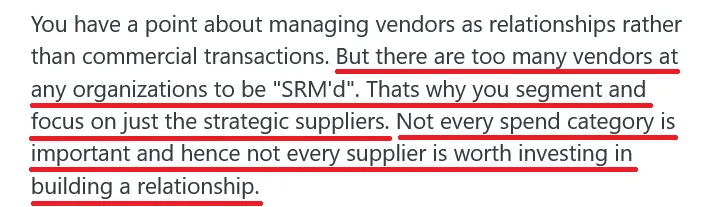 A screenshot of a Reddit discussion about vendor management