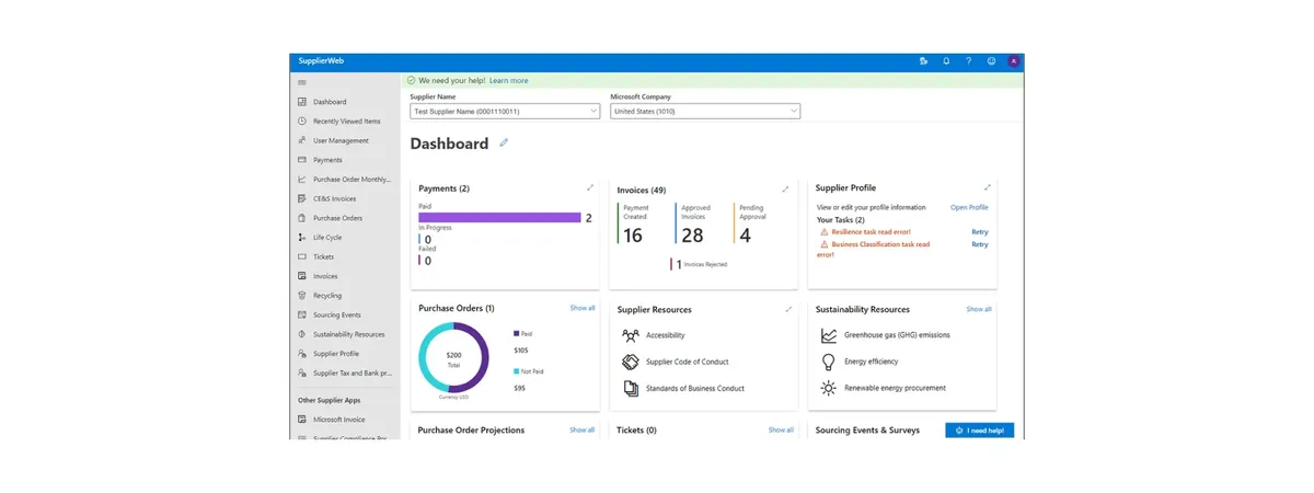 Microsoft dashboard