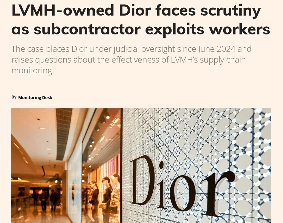 Dior audit failure – prosecutors' statement on lack of supplier audits.