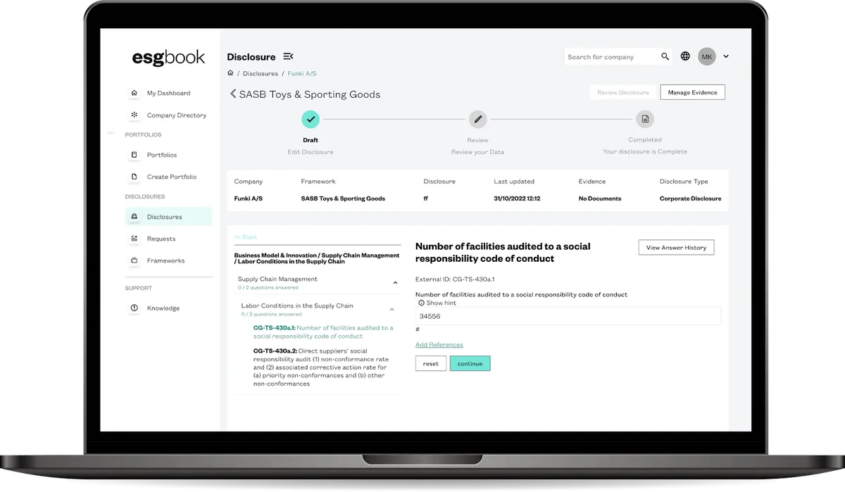 ESG Book dashboard