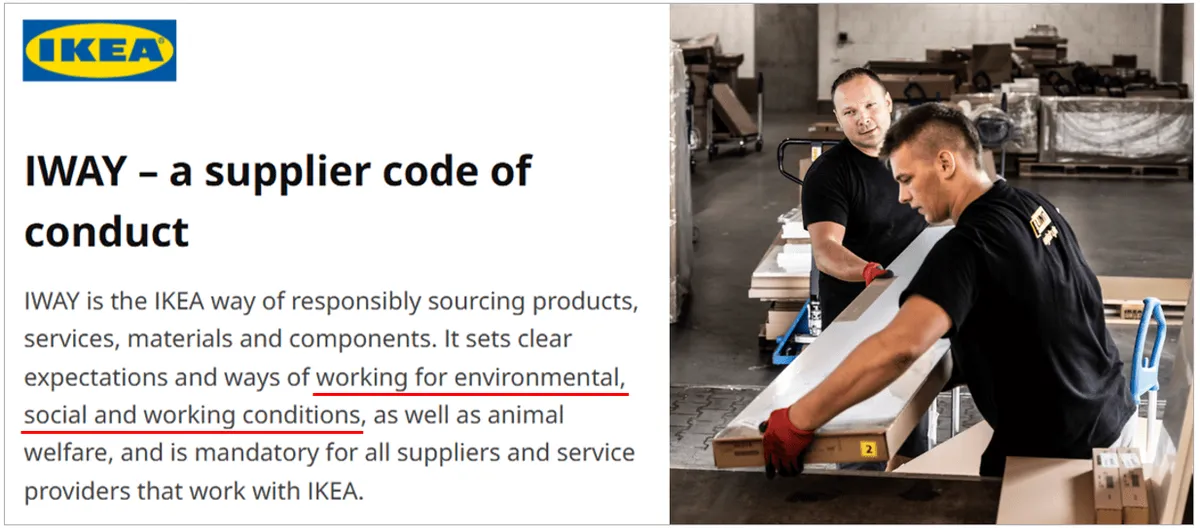 IKEA IWAY supplier code of conduct