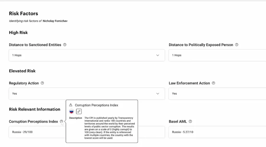 Sayari dashboard