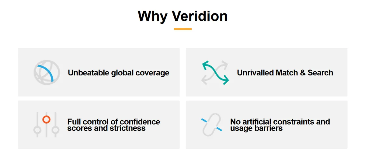 Veridion dashboard