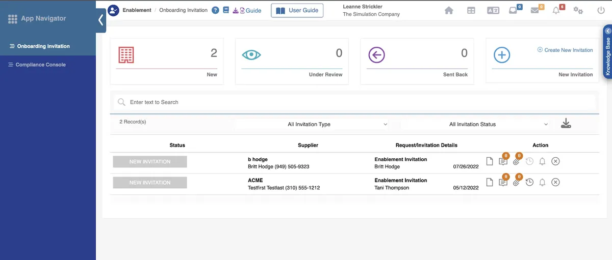 SupplierGateway dashboard