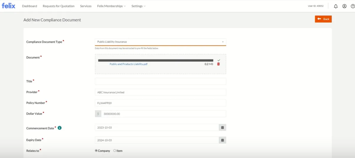 Felix dashboard