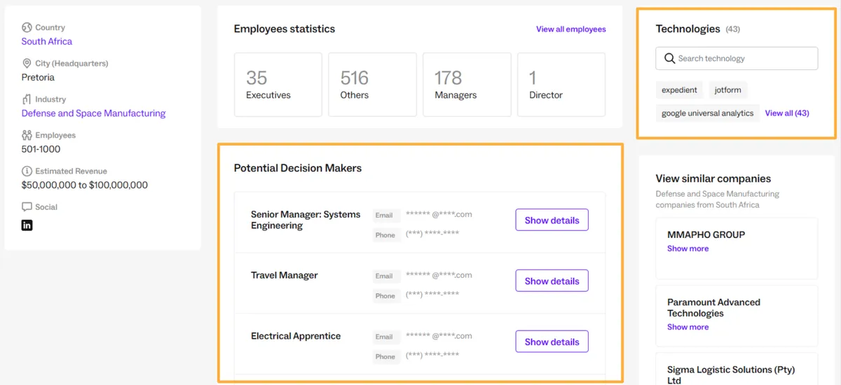 Lusha dashboard