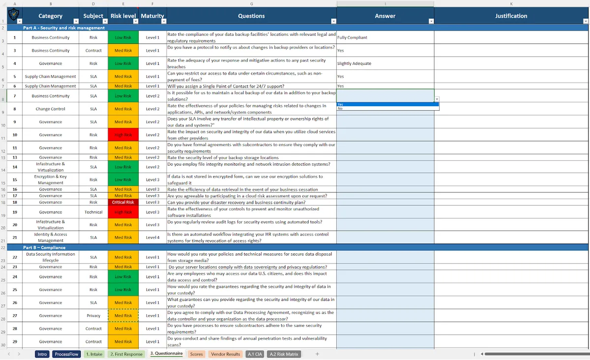 Vendor Risk Assessment Questionnaire