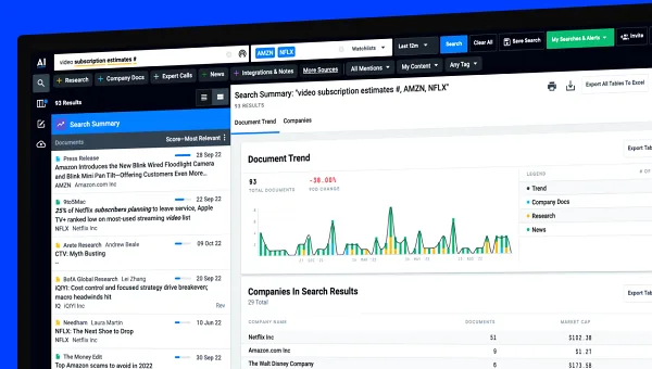 AlphaSense dashboard