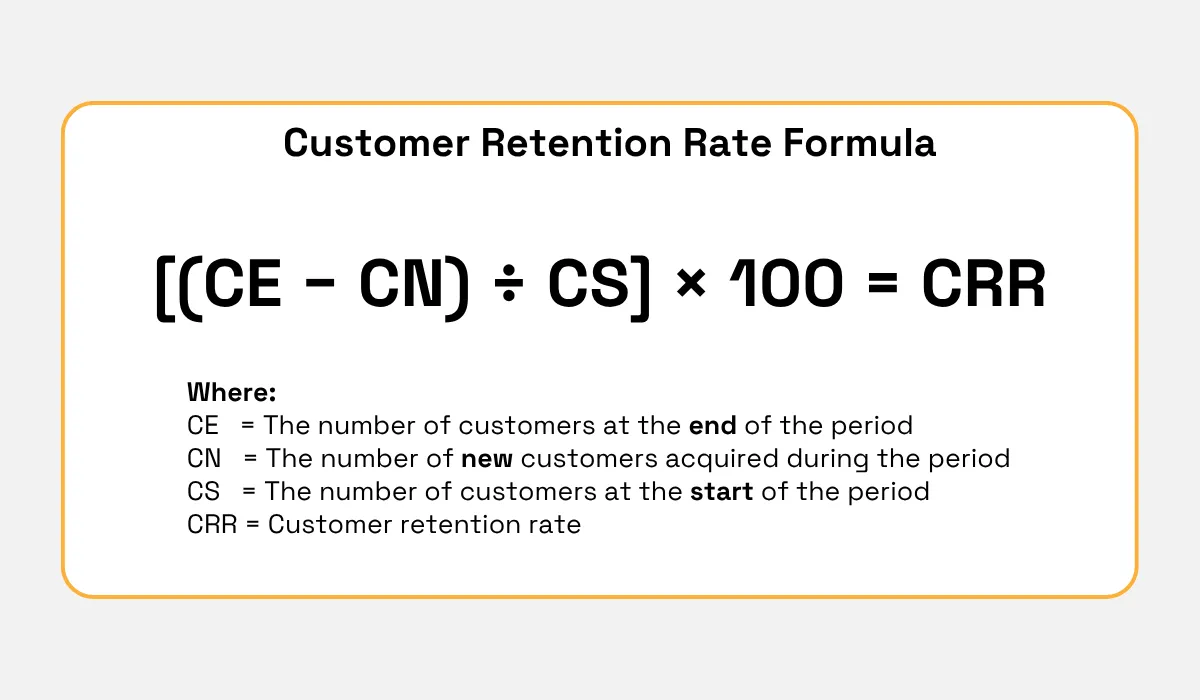 Formula for calculating customer retention rate