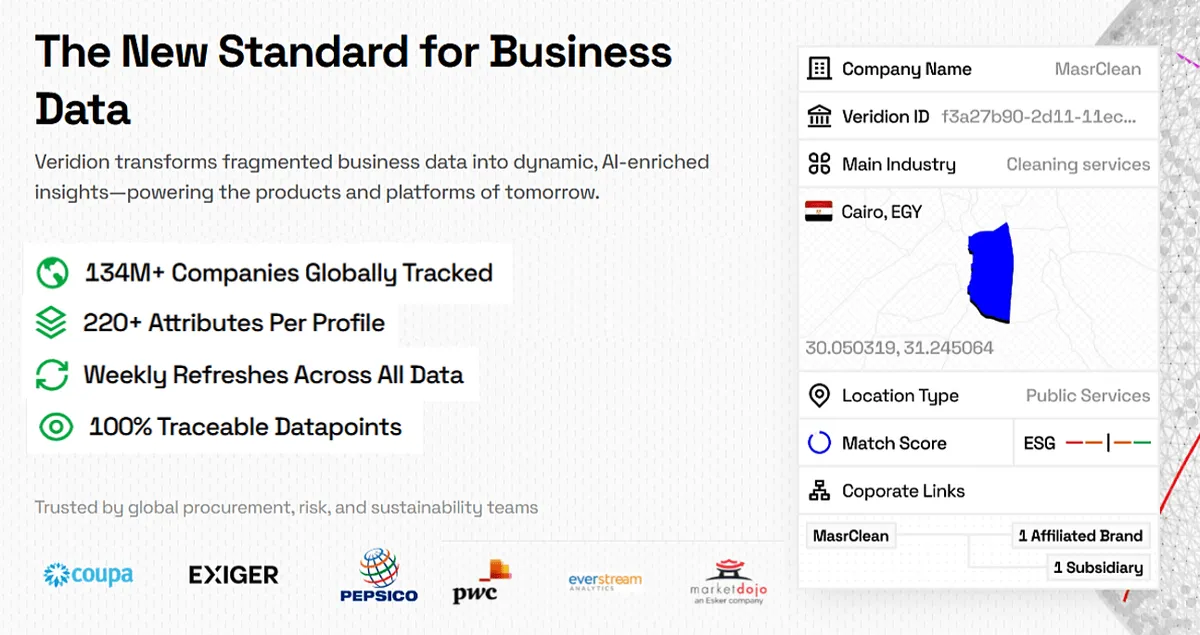 Veridion dashboard