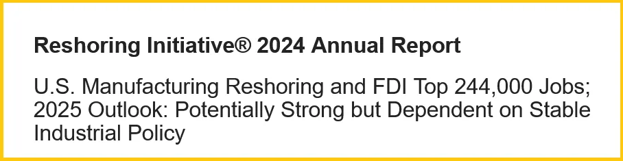 2024 Reshoring Initiative Annual Report statistic