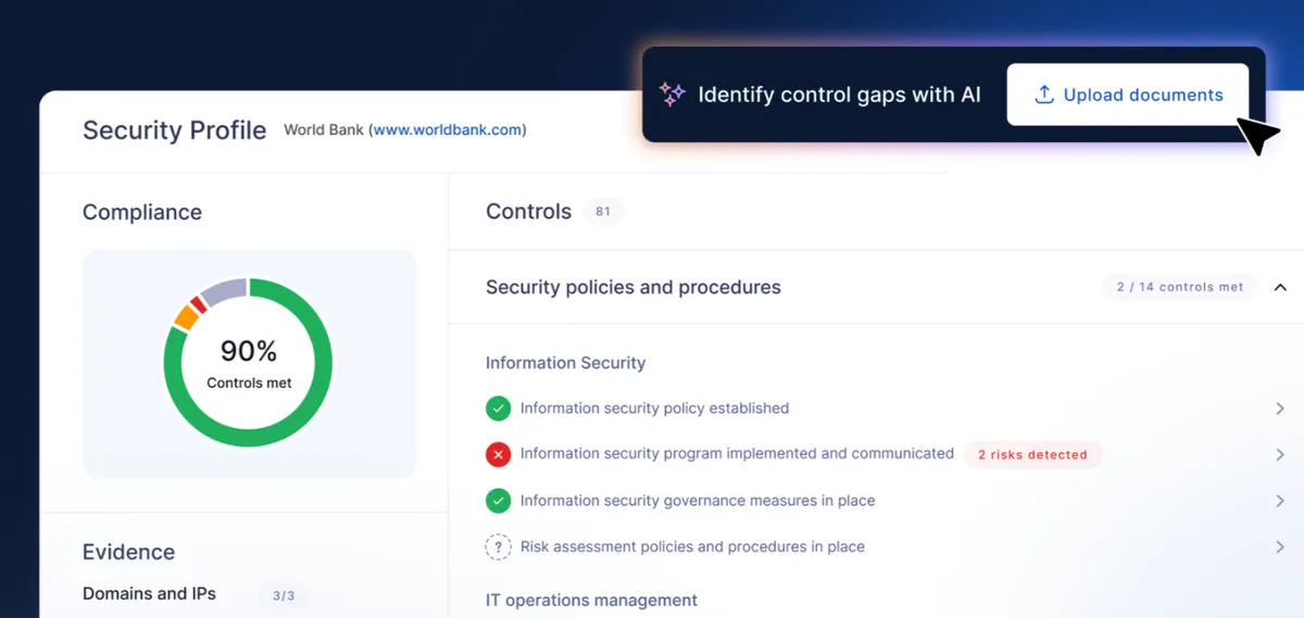 UpGuard dashboard