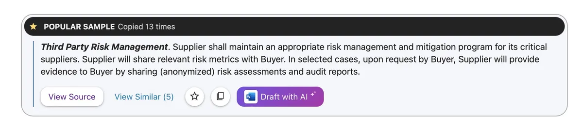 screenshot of a Third Party Risk Management clause
