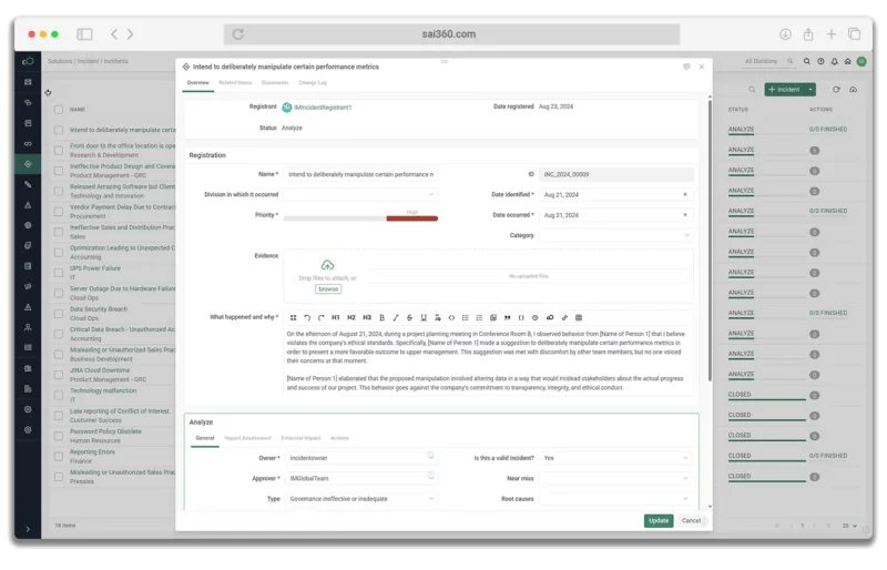 SAI360 tool screenshot
