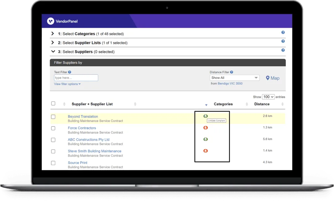 vendor panel tool screenshot
