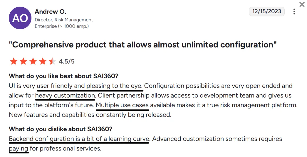 SAI360 review screenshot