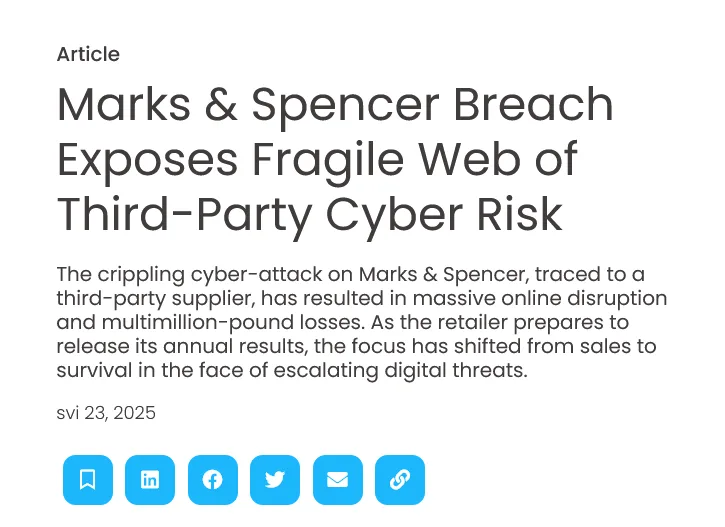 marks and spencer breach article screenshot