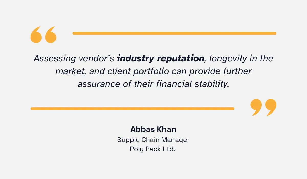 quote on the importance of assessing a vendor’s industry reputation