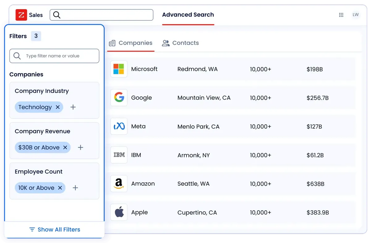 zoominfo tool screenshot