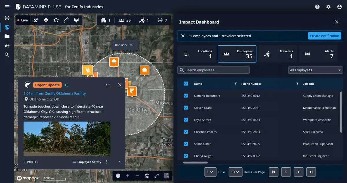 dataminr tool screenshot