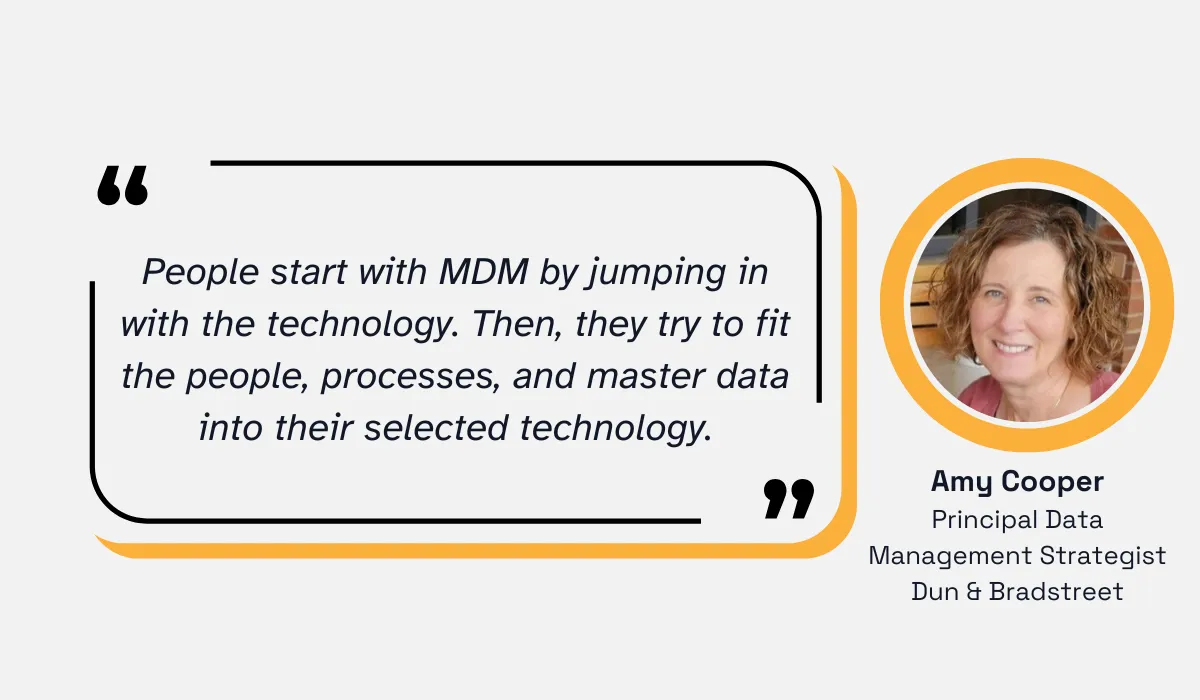quote on how organizations should avoid selecting technology first and then trying to adjust people, processes, and data to fit it