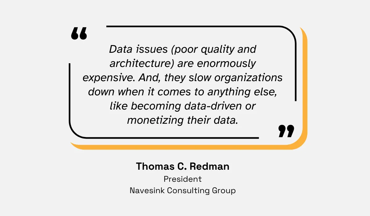 quote on the consequences of poor data quality and architecture