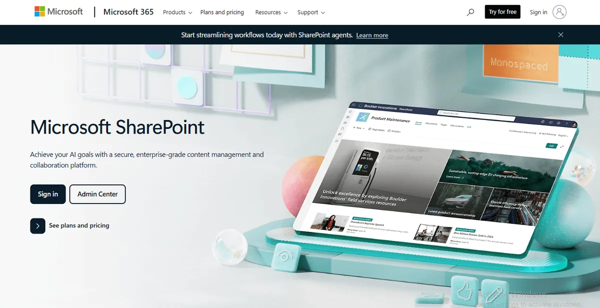 microsoft sharepoint screenshot